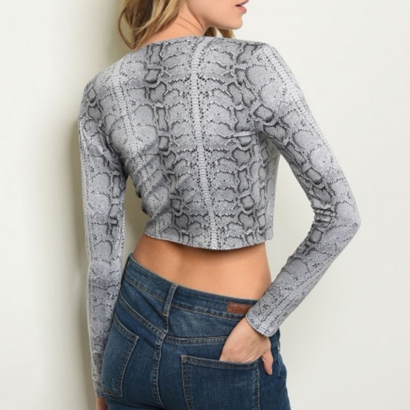 Tisha Snakeskin Tie Crop Top - Picture 3 of 3